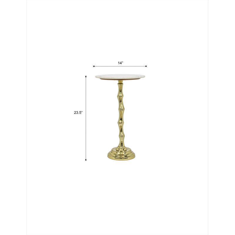 Table d'appoint élégante en marbre avec base en aluminium de forme bambou, parfaite pour les intérieurs modernes et classiques.