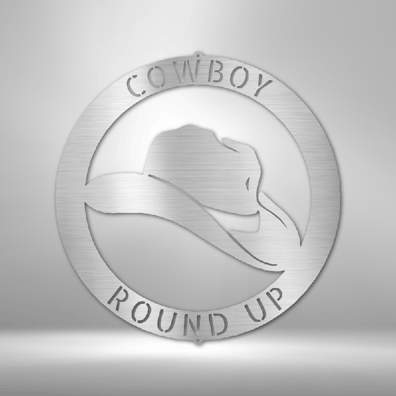 Décoration murale en acier personnalisée, monogramme de cow-boy en acier, H 14,25 po x l 14,5 po x P 0,5 po, Oui