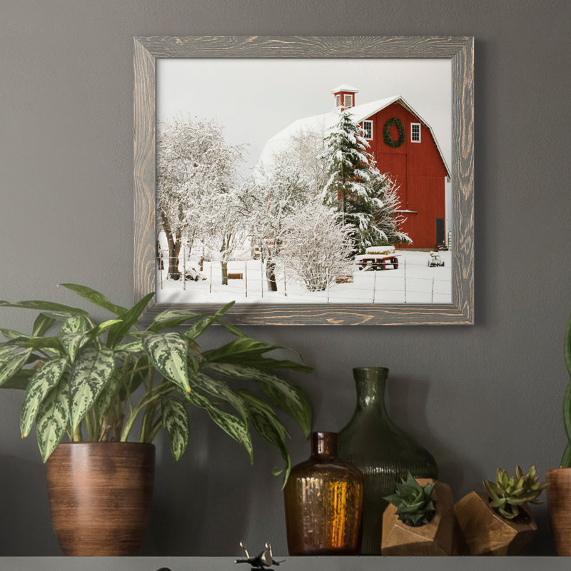 Festive Barn - cadre photo, reproduction d'art sur toile, H 24 po x l 18 po x P 1,5 po, Gris