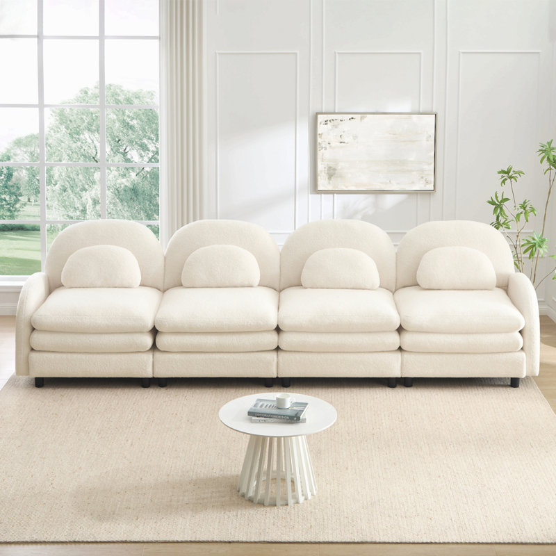 Canapé 4 places Teddy, 129.1" W, Ourson blanc et beige