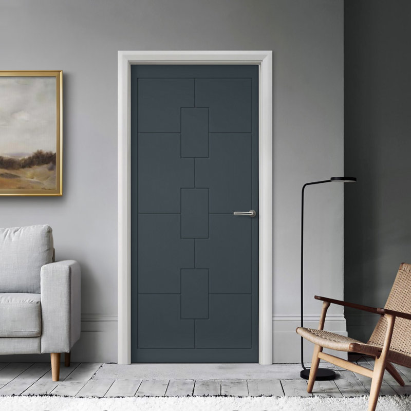 Porte standard à panneaux en bois, Gris anthracite, 24 po x 84 po