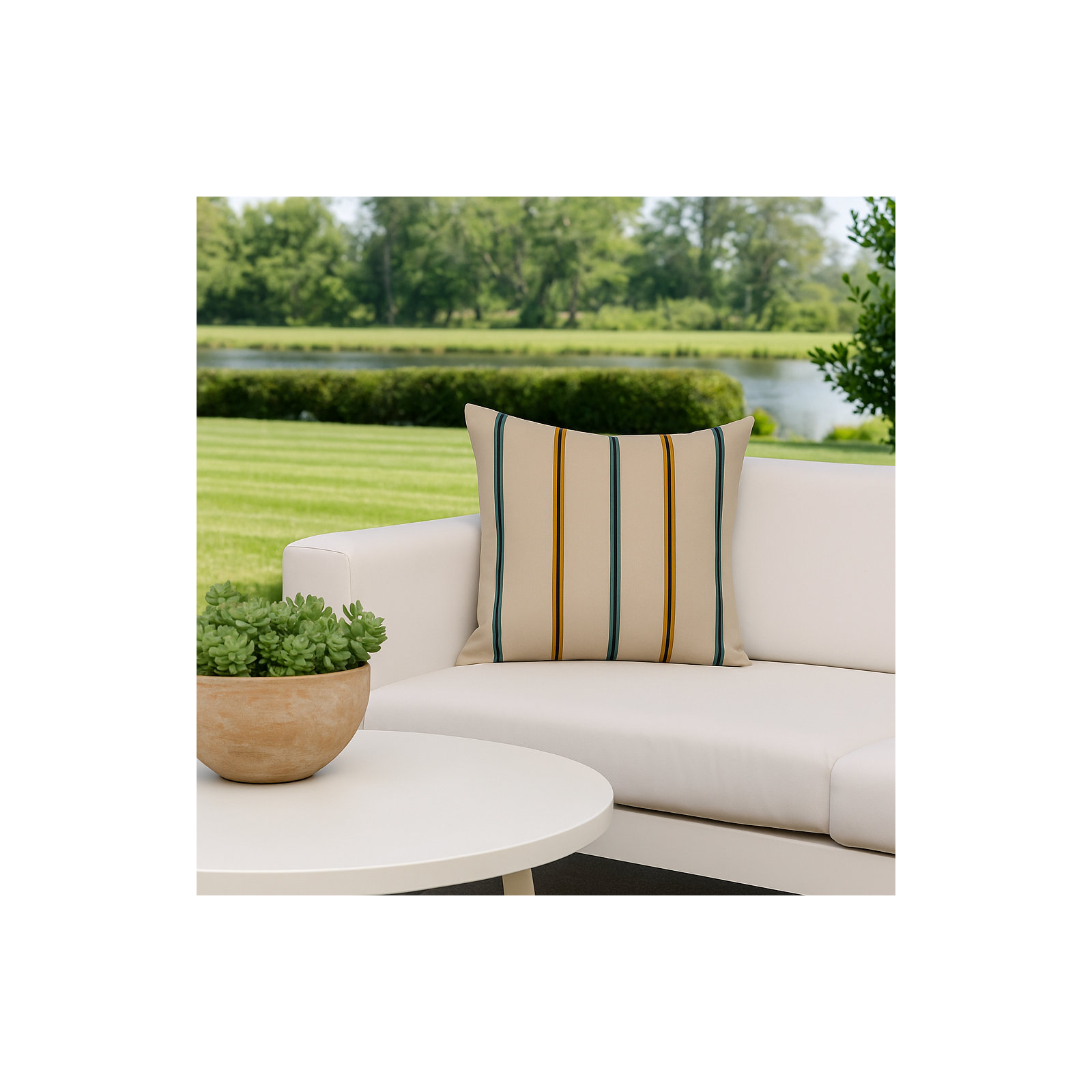 Maurine Striped Throw Pillow, Yellow, Square 17"