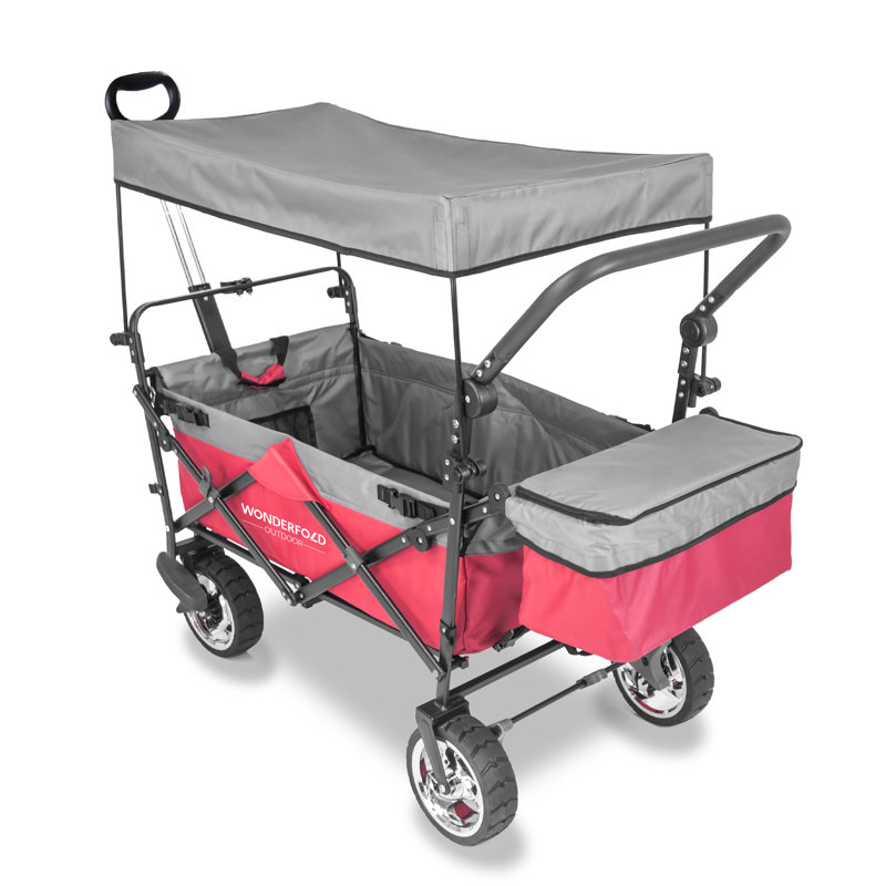 Red Folding Utility Wagon with Canopy and Brakes