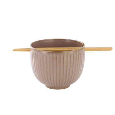 Gibson Elite Stoneware Noodle Bowl with Chopsticks in Pale Mauve