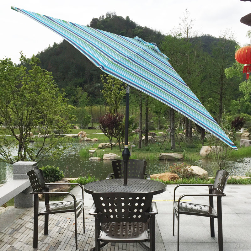 9FT UMBRELLA Blue Stripes, Blue Striped