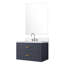 Meuble-lavabo bleu l 30 po x P 22 po, quartz blanc, 28 po Miroir et robinet inclus: salle de bain 30 22 D, comptoir en quartz et-1088018955