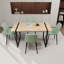 Ensemble de table de salle à manger 59 pièces en bois aggloméré 59 po et 4 pièces, ensemble de table de salle à manger de style médiéval en bois, base rectangulaire en métal, table de salle à manger et chaise en suède-5158514