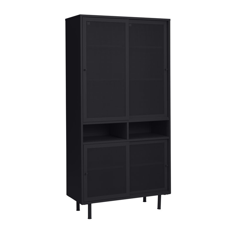 Galata 180cm H x 90cm W Metal Book Cabinet Bookcase, Black