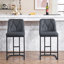 Ensemble de 2 tabourets de bar rembourrés modernes avec dossier capitonné, chaise à hauteur de comptoir avec structure en métal robuste, siège rembourré confortable pour la cuisine, le bar ou la salle à manger-131507820