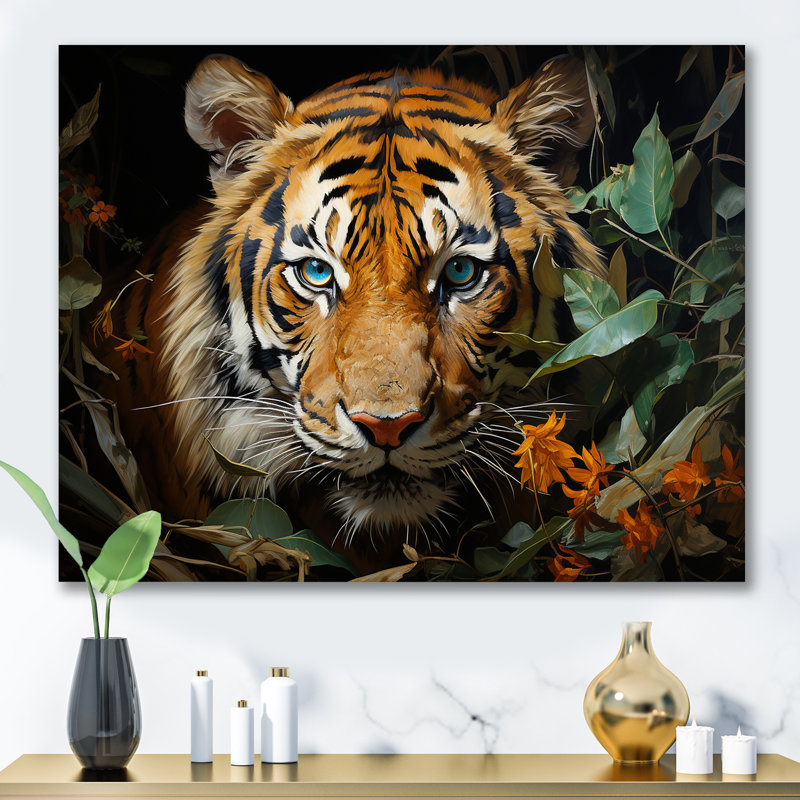 Feline Focus Tigers In Jungle 1 - Art mural jungle, Toile tendue, H 34 po x l 44 po x P 1,5 po