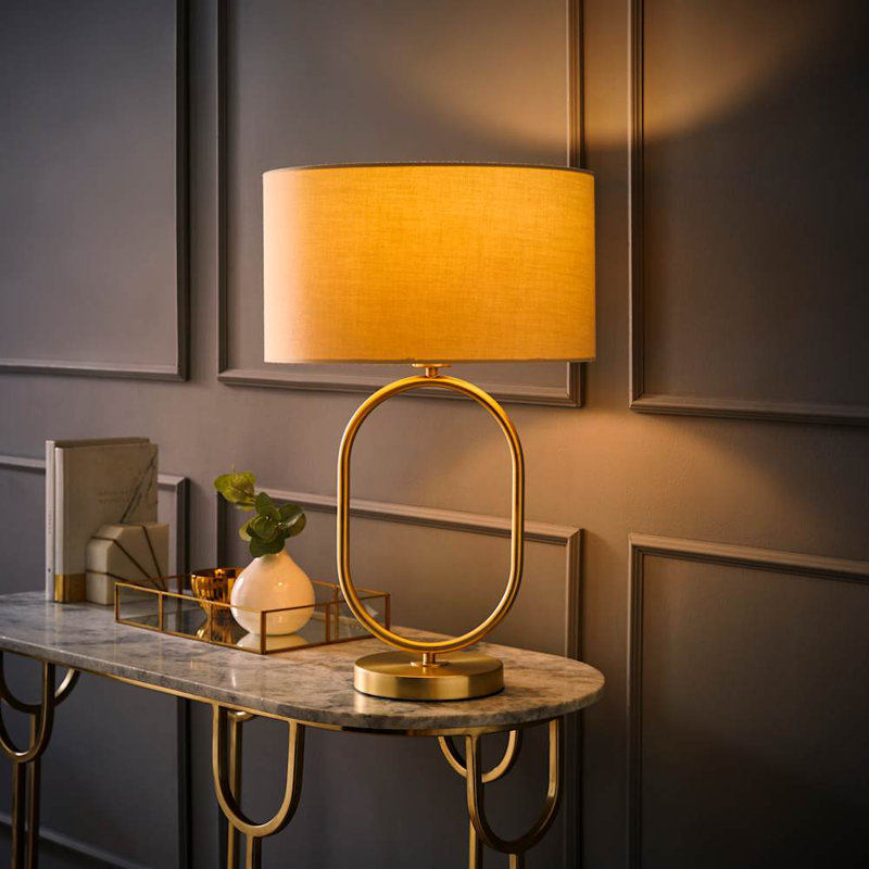 Alechandre Metal Table Lamp, Yes, Cotton / Cotton Blend, Black