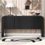 Console de 63 pouces à motif de vagues avec 4 portes et tablette réglable, table de canapé incurvée derrière le canapé, table d'entrée rustique étroite pour le salon, le vestibule et le couloir
