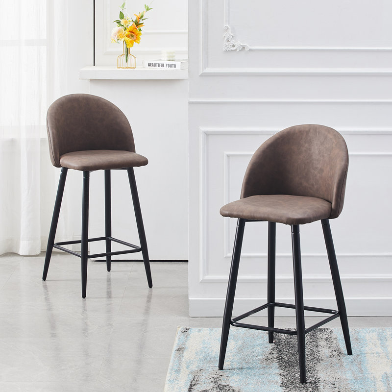 Choteau Upholstered Counter Stool with Metal Frame, Brown