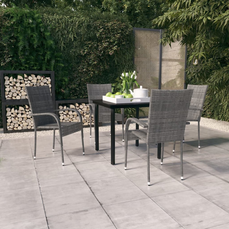Foulks Rectangular 4 - Person 63" Long Dining Set, Black, 4, 55.1" table length