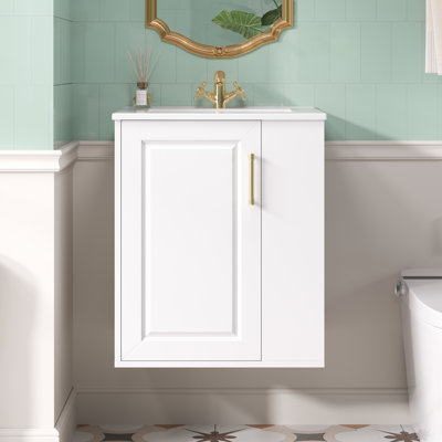 20"W Wall-Mounted Bathroom Single Vanity with Soft-Close Hinges and Side Open Storage