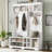 Modern Hallway Hall Tree with Metal Hooks, Shoe Cubbies & Storage-125427976
