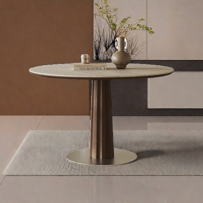 Vintage Style Rock Slab Small Round Table