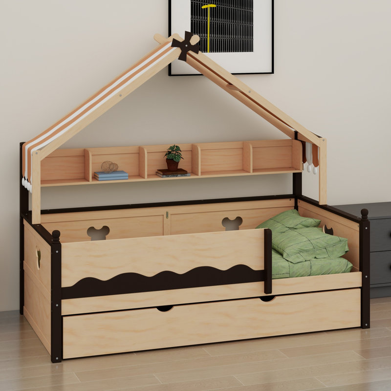 Daybed, Lit simple, Naturel + espresso