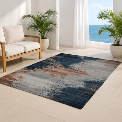 Tapis intérieur et extérieur gris Watercolor