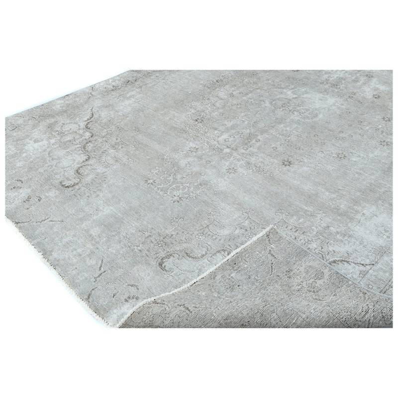 Tapis gris clair noué à la main de haute qualité, Rectangle de 10 pi x 14 pi