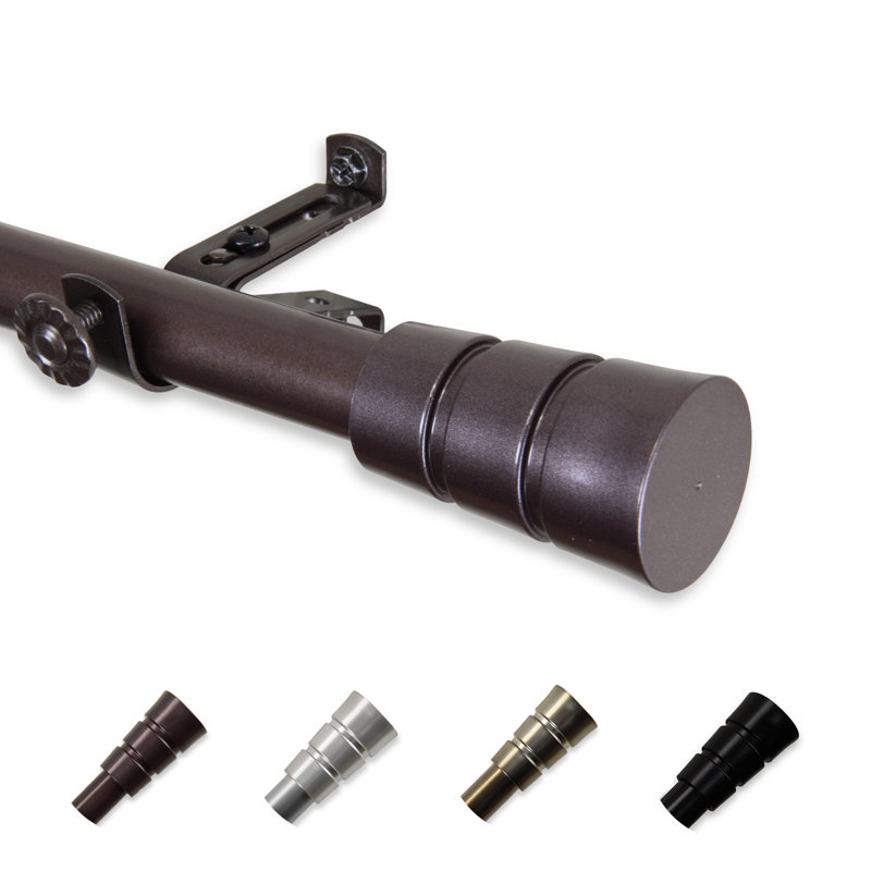 Mohn Adjustable Single Curtain Rod, Cocoa, 18" - 28" W