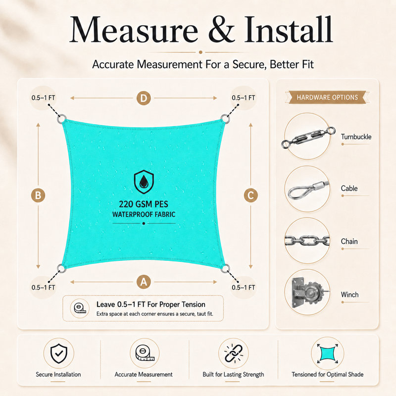 Voile d'ombrage imperméable Amgo Triangle, 16 pi x 16 pi, Turquoise