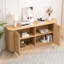 Buffet de rangement ondulé de 63 po à deux portes avec tablettes réglables, idéal pour la cuisine, le salon, le couloir - rangement polyvalent