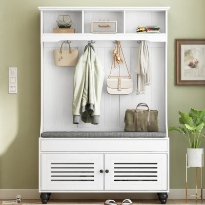 Portemanteau avec banc, vestiaire et rangement pour chaussures, banc de rangement pour chaussures, portemanteau avec crochets