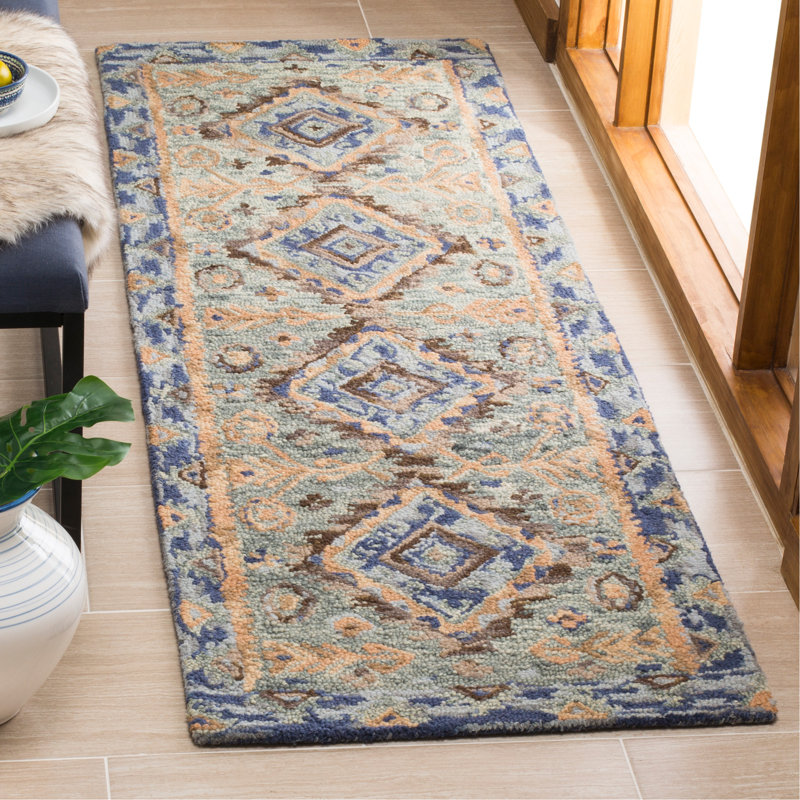 Tapis en laine touffeté à la main Deyoung, Tapis de couloir 2 pi 3 po x 8 pi