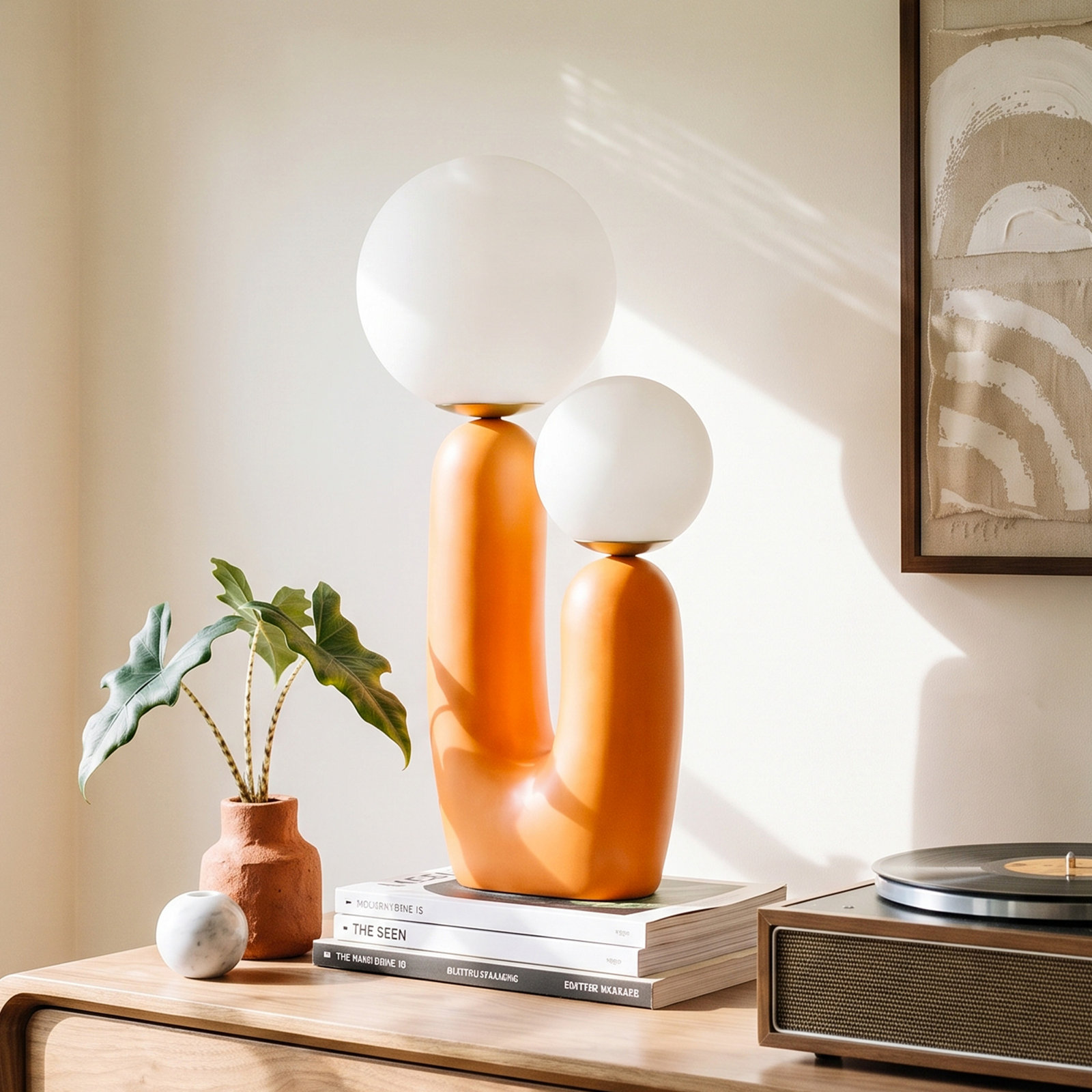 Yuma Resin Table Lamp, Orange