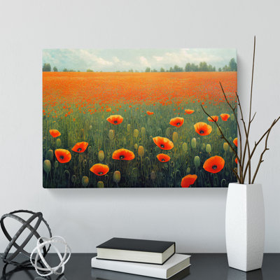 Staggering Poppy Field Flowers - Wrapped Canvas