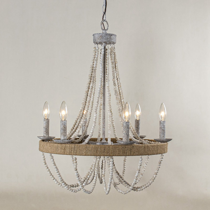 Cavitt 6-Light Dimmable Beaded Empire Chandelier