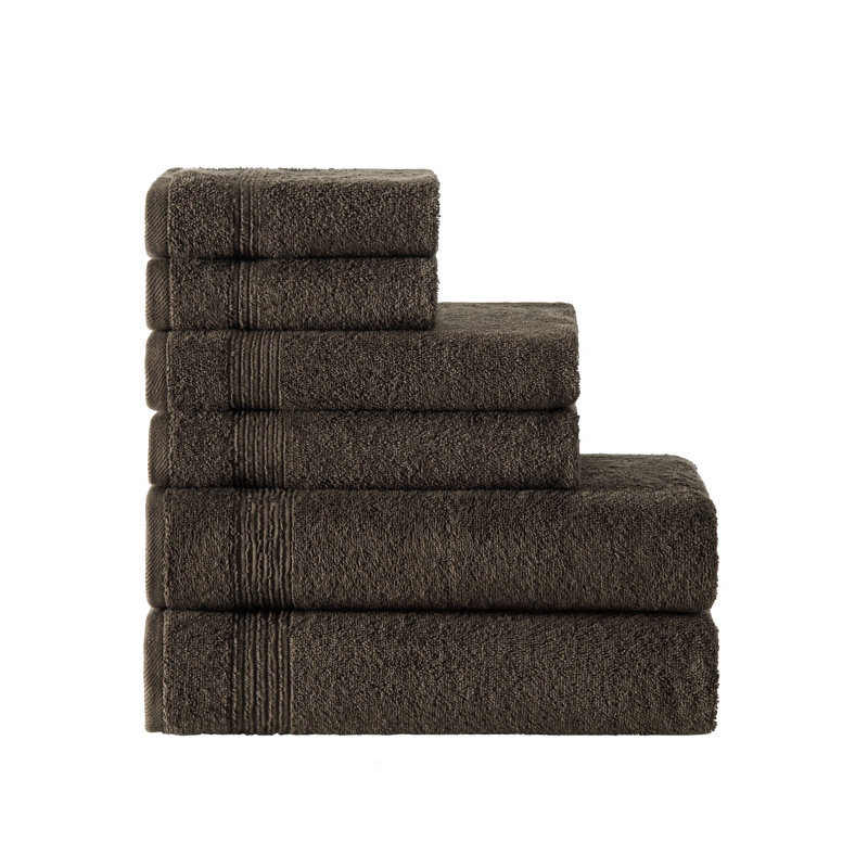Ozdilek 6-Piece Bath Towel Set, 2 Bath, 2 Hand, 2 Wash, 100% Cotton Turkish Towels, 2 Bath Towels (27x54), 2 Hand Towels (16x30), 2 Washcloths (13x13) (Chocolate Brown)