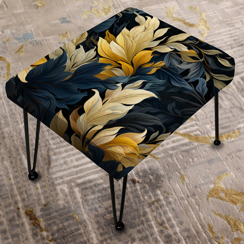 Motif de plantes tropicales jaunes et bleues - Repose-pieds rectangulaire tropical