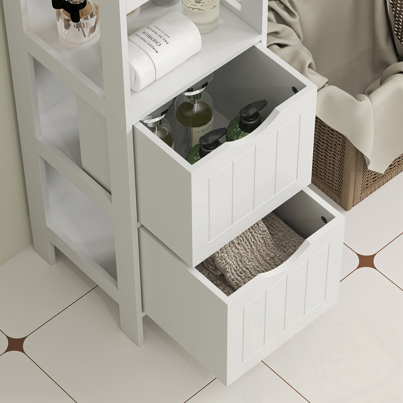 Armoire de rangement étroite pour salle de bain avec rangement ouvert