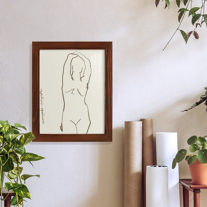Toi et moi I, impression sur papier, H 15 po x l 12 po x P 1 po, Cadre châtaignier