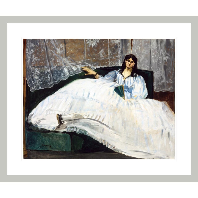 «Woman with a Fan» par estampe numérique encadrée, 23,5 po H x 27,9 po L
