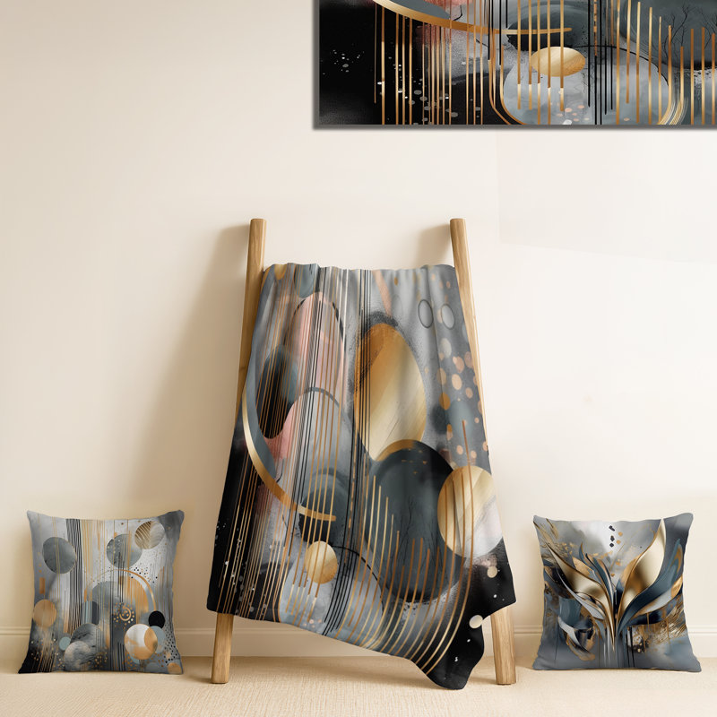 Abstract Shapes And Lines III - Ensemble de couverture douillette et oreiller Abstract Marble
