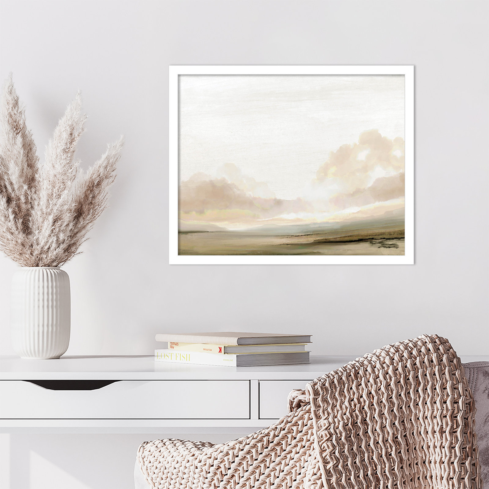 Southern Landscape Print by Dan Hobday, White, 17" H x 21" W x 1" D
