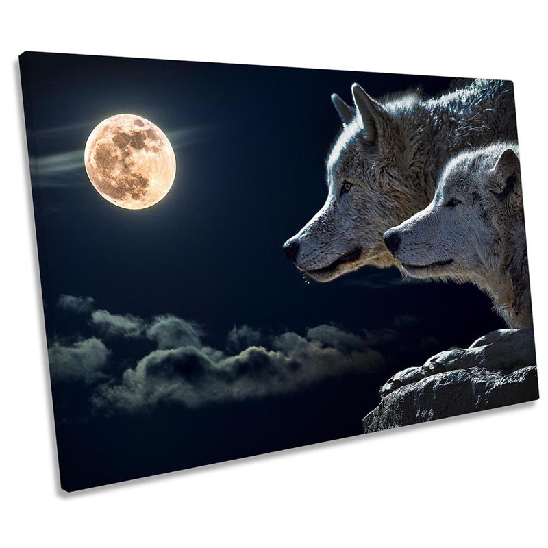 Wolf Moon Framed - Wrapped Canvas Print, 61cm H x 91.4cm W x 4cm D