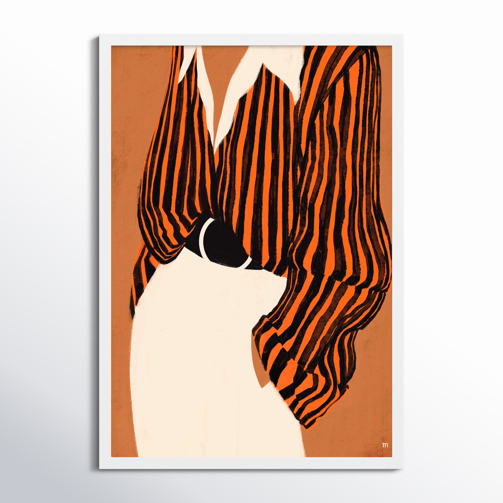 Lumberton The Striped Shirt by Studio M - Picture Frame Print, 20" H x 14" W x 1.25" D, White Framed