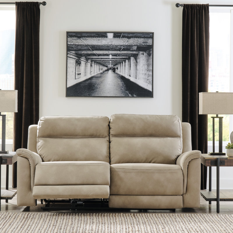 Gordils 80'' Faux Leather Power Reclining Sofa, Sand Beige