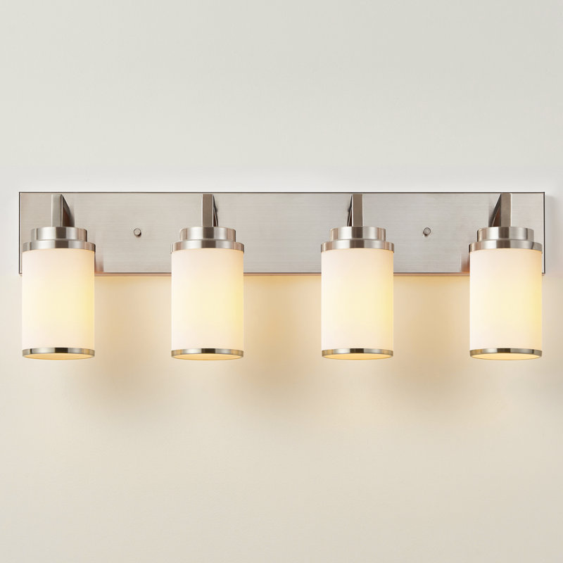 Dimmable Transitional Vanity Light, Brushed Nickel, 4 Lights