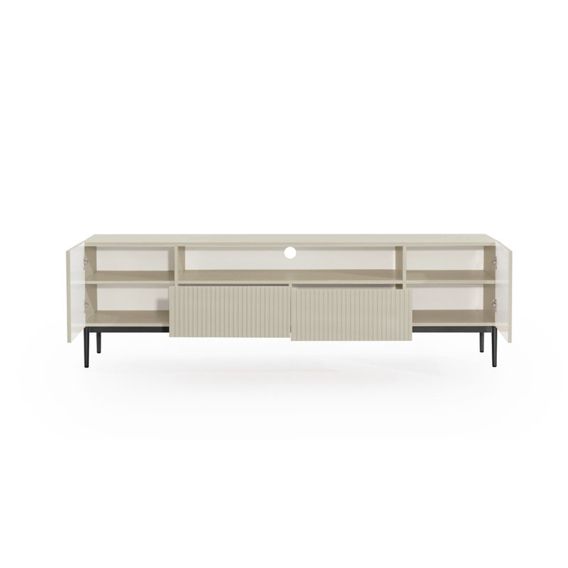Alissone Unfinished TV Stand for TVs up to 55", Cream/Black