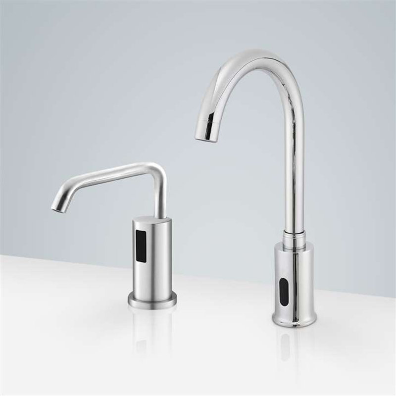 St. Gallen Chrome Touchless Commercial Motion Sensor Faucet Soap Dispenser
