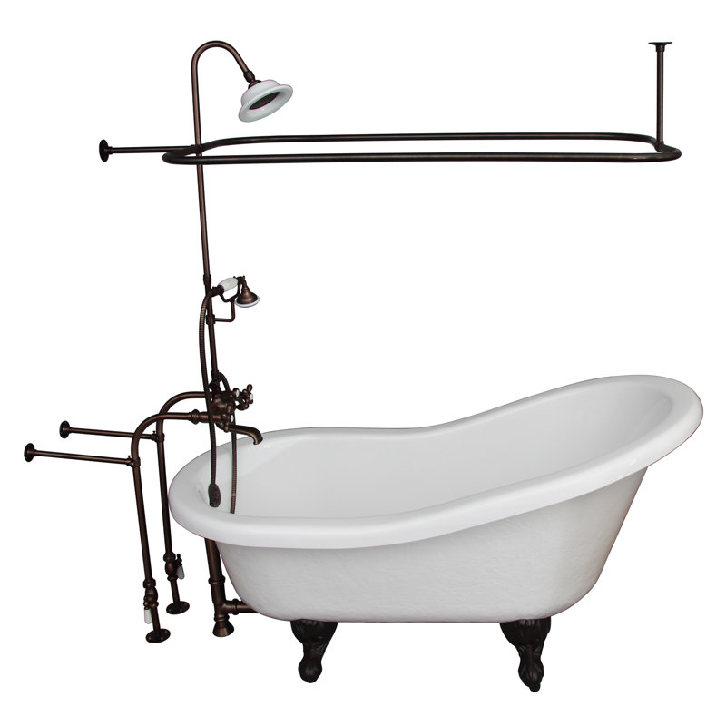 60'' x 30'' Soaking Acrylic Bathtub with Faucet, Oil Rubbed Bronze, Bisque