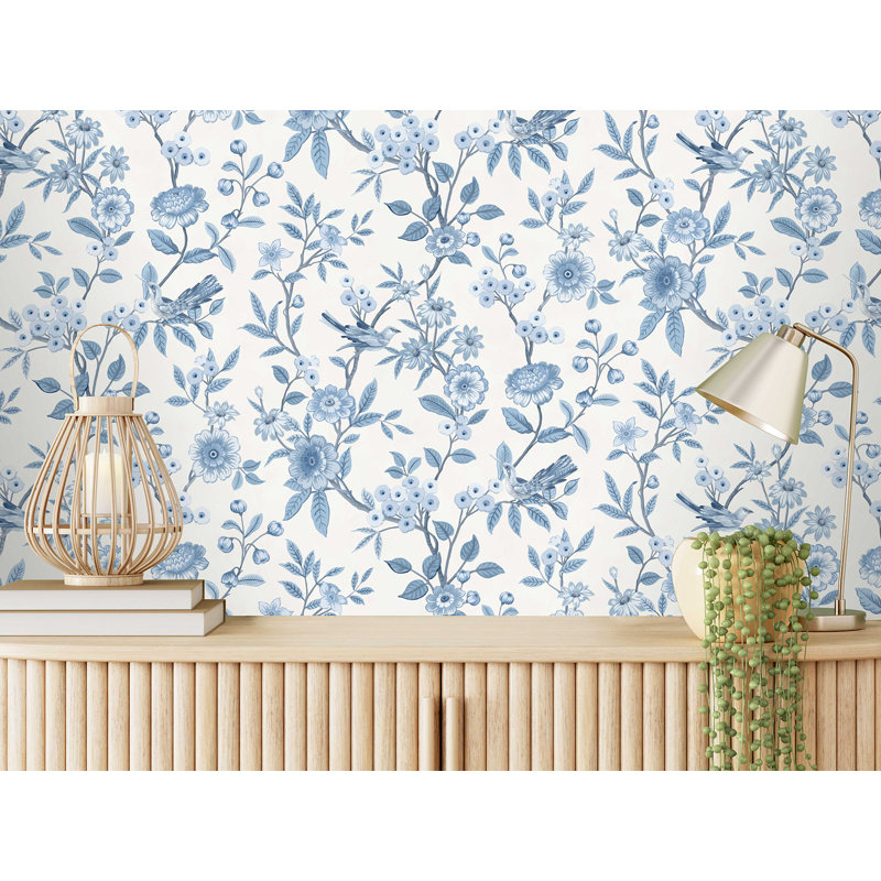 Elspeth Floral Trail Wallpaper, Blue