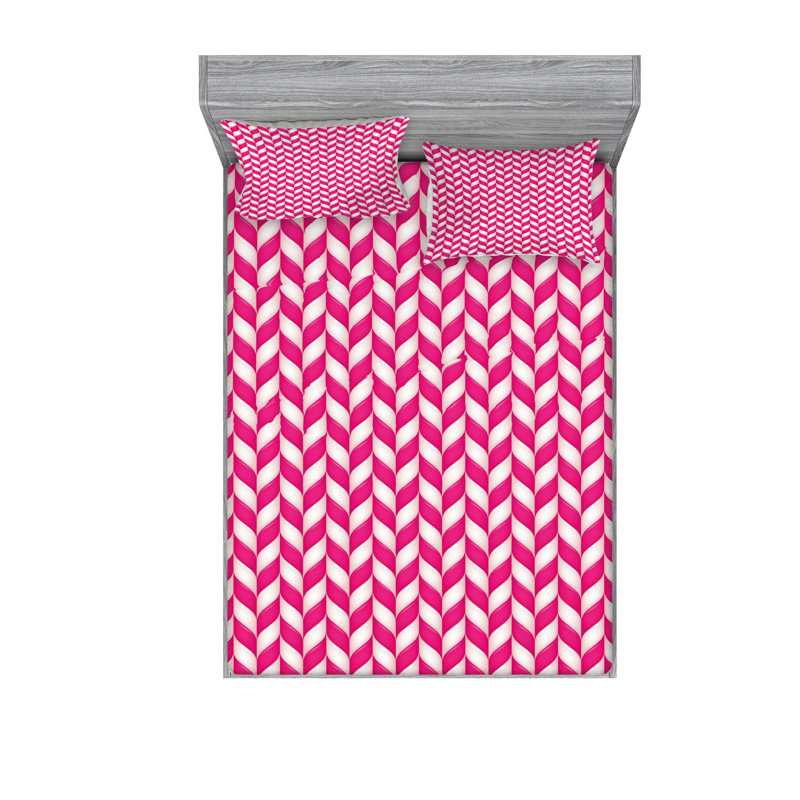 Microfiber Chevron Sheet Set, Full/Double Sheet Set with Fitted Sheet