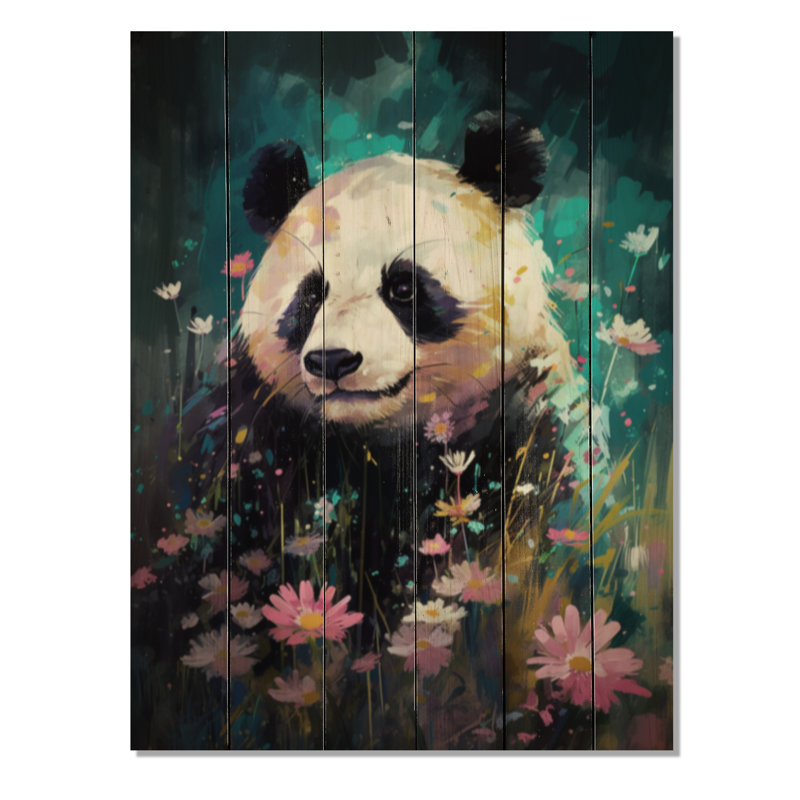 «Alapna Graceful Panda», reproduction sur bois naturel, H 32 po x l 24 po x P 0,78 po