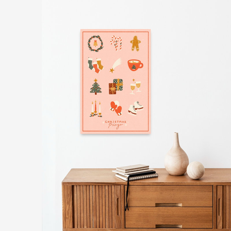 «Christmas Bingo», arbre de Noël contemporain abstrait, paysage d'hiver, reproduction d'art mural, 24" H x 16" W
